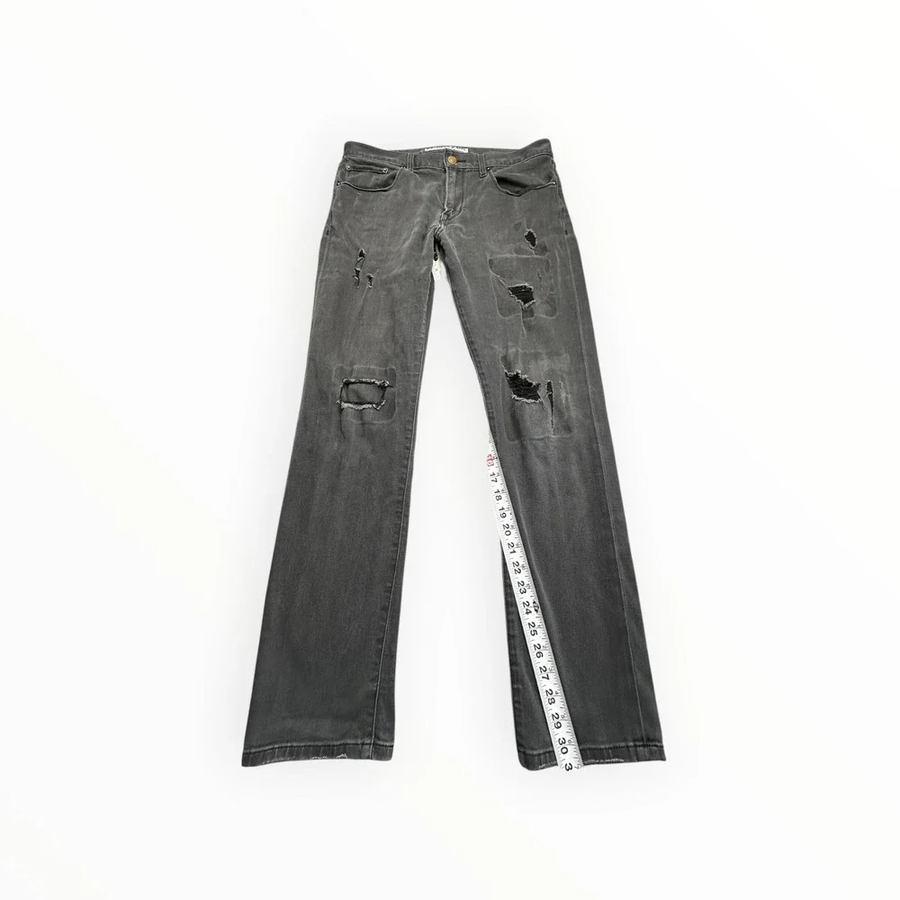 Express Jeans Pants Mens 33x32 Black Rocco Slim Fit Skinny Distressed‎ Ripped